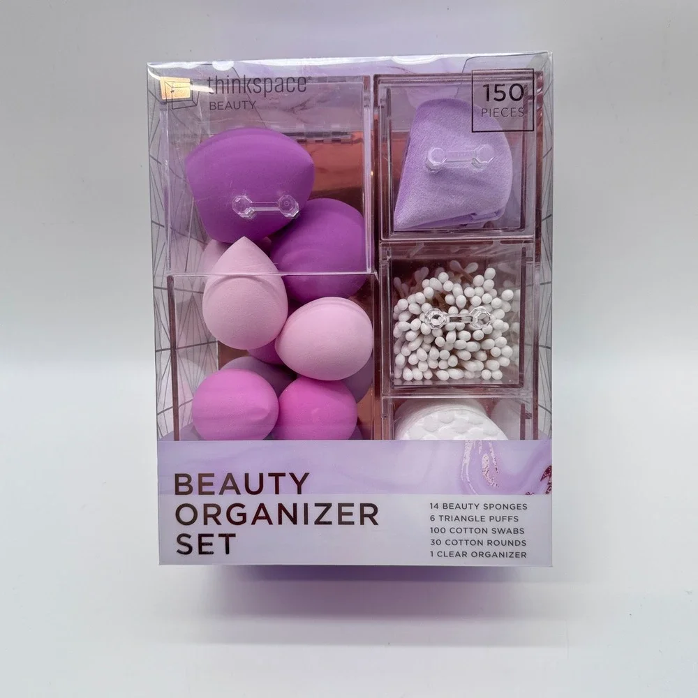 Thinkspace Beauty Organizer Set Women OS Purple 150 Piece Sponge and Puff Kit